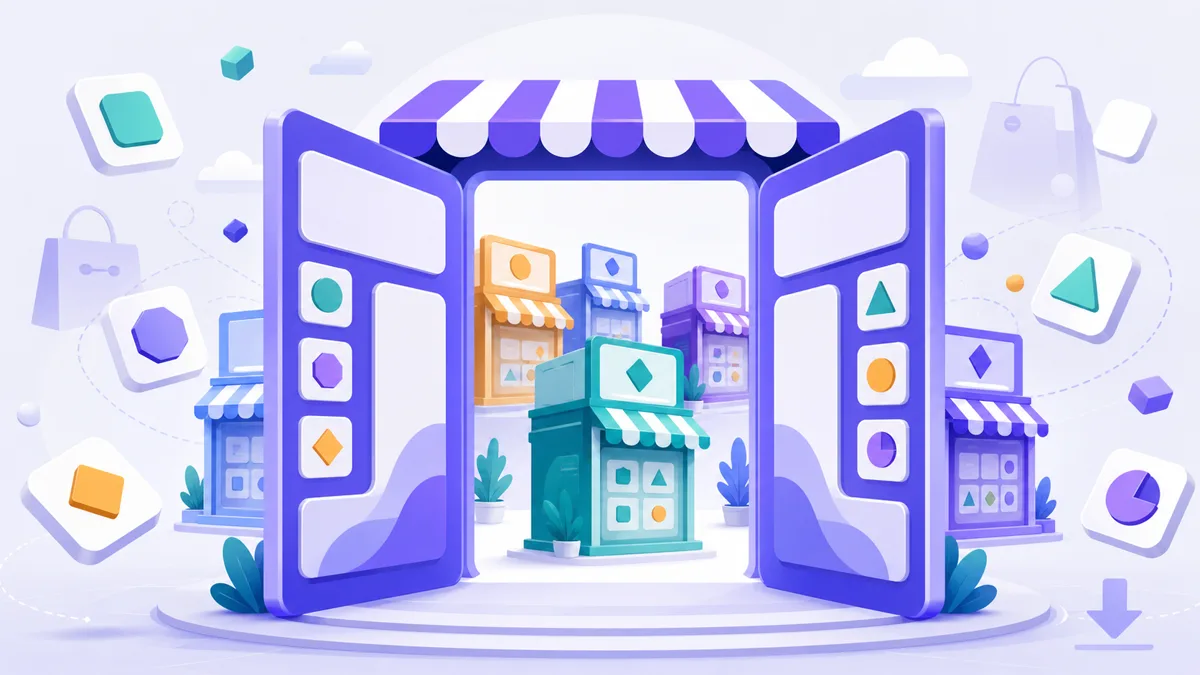 Android phone showing multiple app store icons side by side on a store shelf